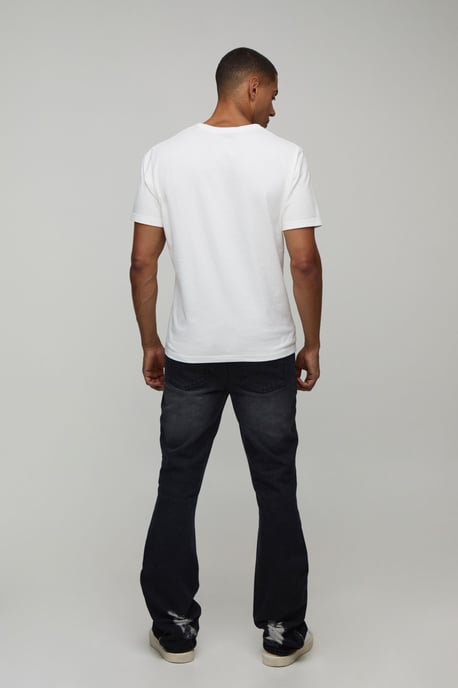 Ripped Zip Hem Slim Stacked Flared Jeans - Image 2