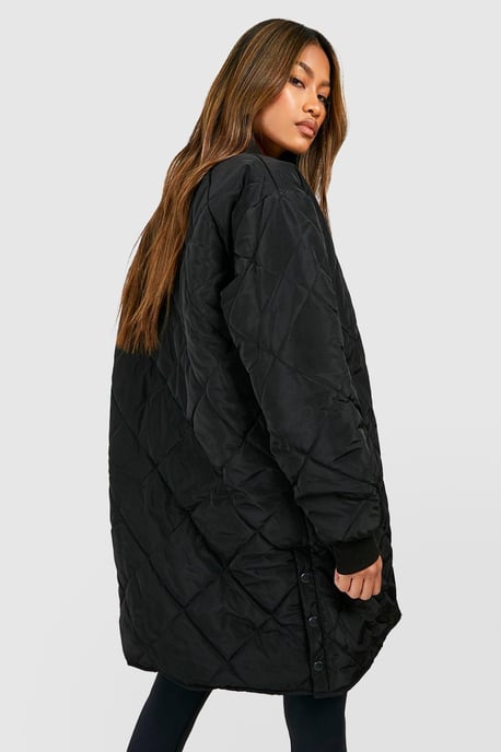 Longline Quilted Bomber Jacket - Image 2