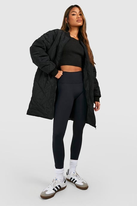 Longline Quilted Bomber Jacket - Image 3