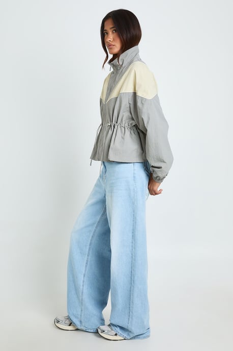 Cinched Waist Panelled Funnel Neck Jacket - Image 3