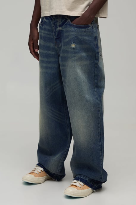 Fleur De Lis Applique Super Baggy Jeans - Image 1
