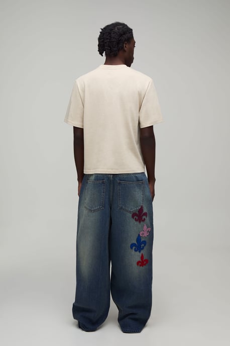 Fleur De Lis Applique Super Baggy Jeans - Image 2