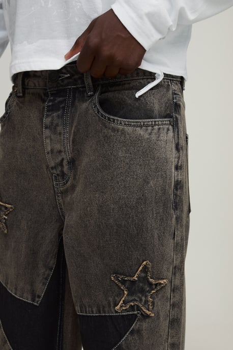 Star Patchwork Relaxed Fit Jeans - Image 3