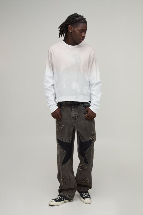 Star Patchwork Relaxed Fit Jeans - Image 4