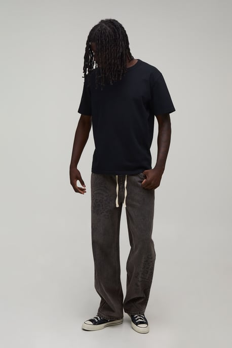 Mixed Animal Print Relaxed Fit Jeans - Image 4
