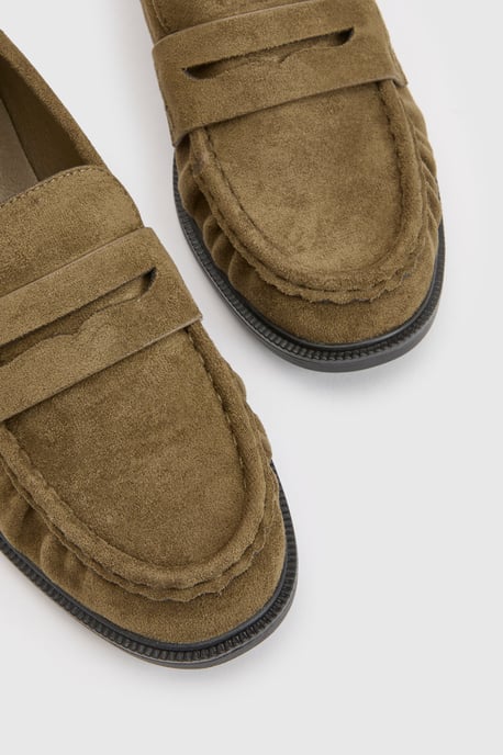 Faux Suede Ruched Loafers - Image 5