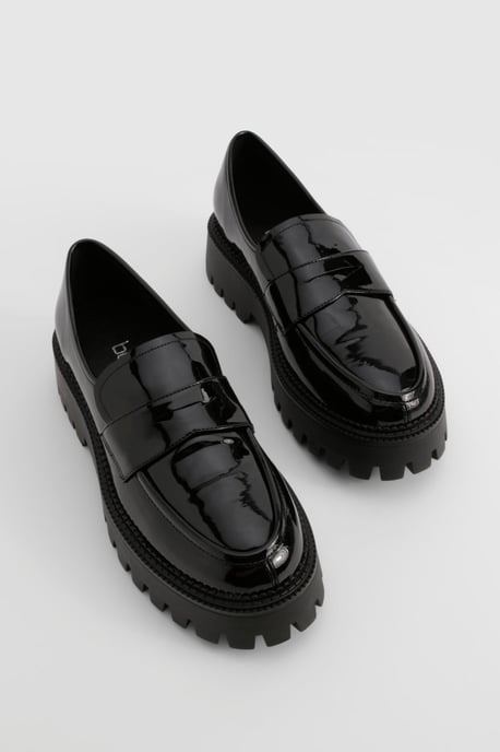 Wide Fit Patent Chunky Sole Loafers - Image 5
