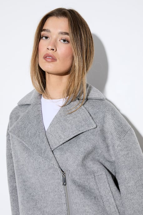 Oversized Brushed Biker Jacket - Image 4
