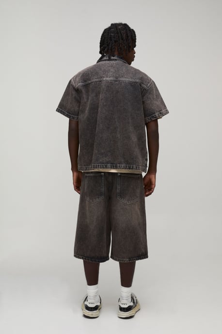 Removable Carpenter Panel Boxy Oversized Denim Shirt - Image 2