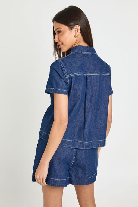 Button Down Pocket Denim Shirt - Image 2