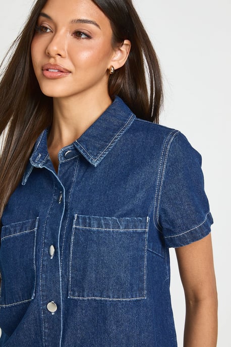 Button Down Pocket Denim Shirt - Image 4