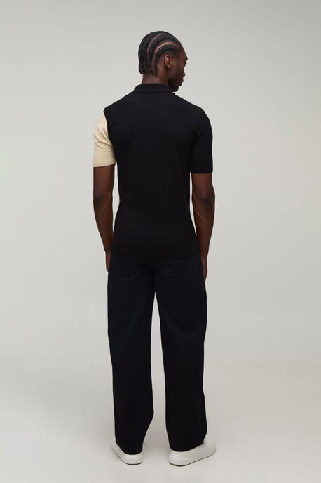 Tall Short Sleeve Muscle Fit Colour Block Knit Polo - Image 2