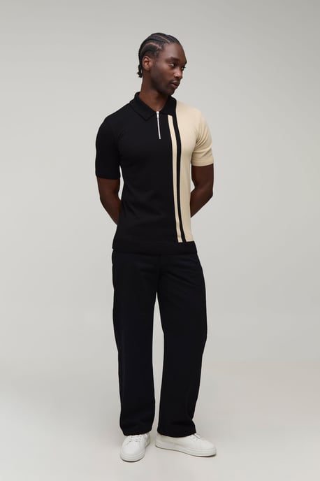 Tall Short Sleeve Muscle Fit Colour Block Knit Polo - Image 4