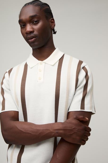 Tall Regular Fit Stripped Knitted Polo - Image 3