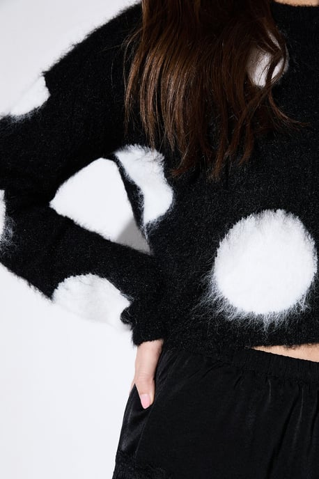 Brushed Giant Polka Dot Knitted Cardigan - Image 4