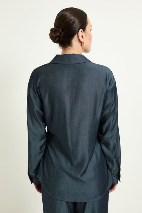 Denim Look Tie Side Shirt Co Ord - Image 3