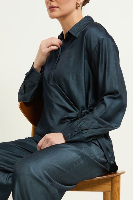 Denim Look Tie Side Shirt Co Ord - Image 4