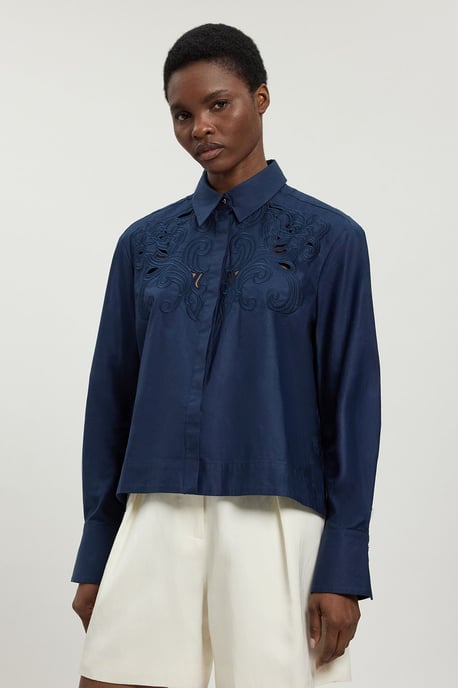 Cotton Poplin Cutwork Shirt - Image 4