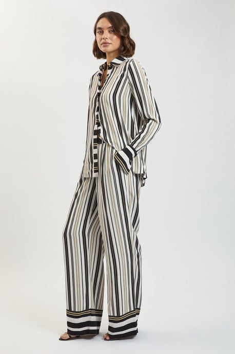 Petite Contrast Stripe Viscose Co Ord Shirt - Image 2