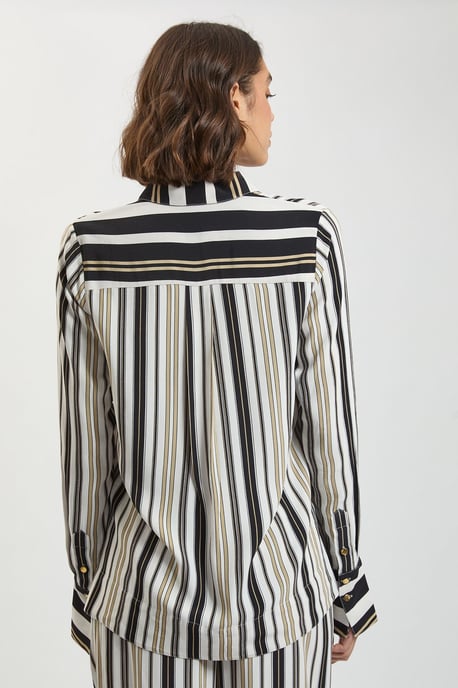 Petite Contrast Stripe Viscose Co Ord Shirt - Image 3
