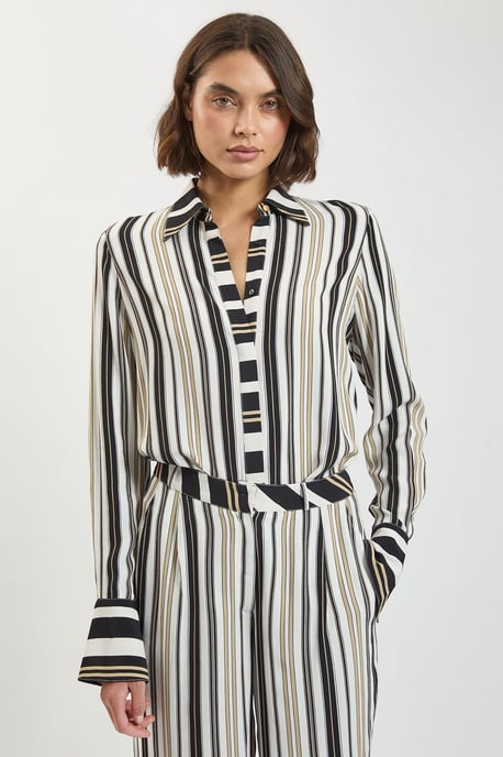 Petite Contrast Stripe Viscose Co Ord Shirt - Image 4
