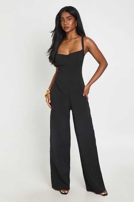 Seam Detail Underwired Wide Leg Jumpsuit - Image 1