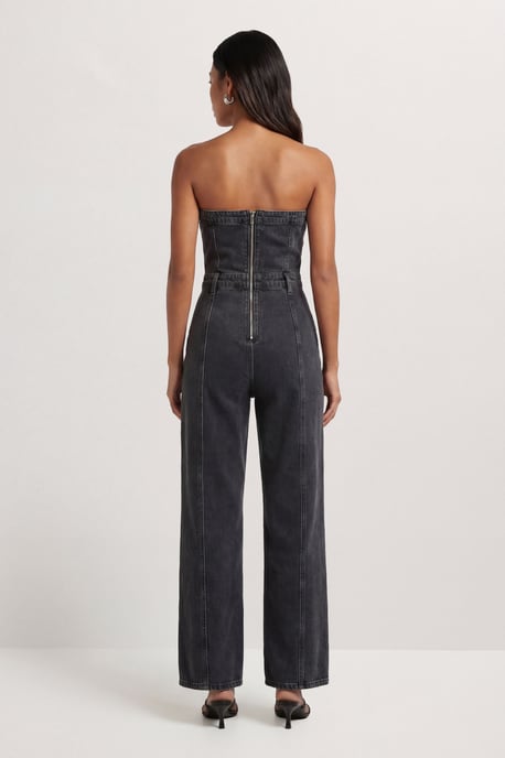 Bandeau Denim Wide Leg Jumpsuit - Image 3