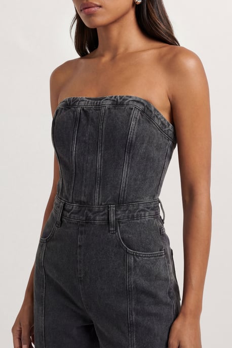Bandeau Denim Wide Leg Jumpsuit - Image 4