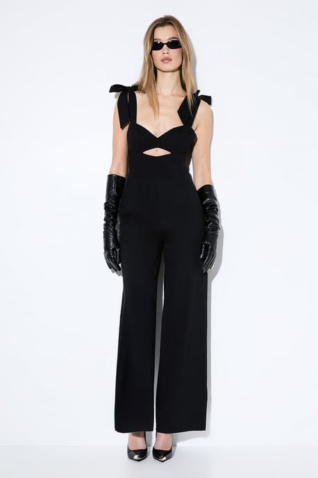 Bow Shoulder Wide Leg Jumpsuit - Image 1
