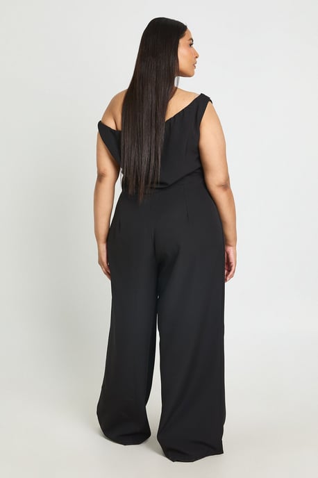 Plus Drape Bardot Wide Leg Jumpsuit - Image 2