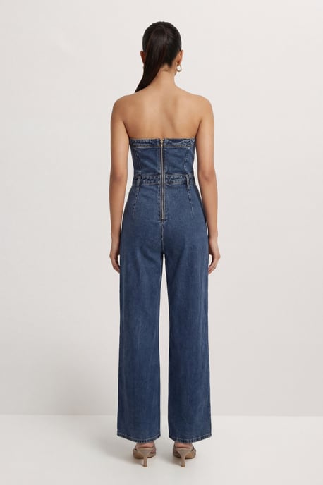 Bandeau Denim Wide Leg Jumpsuit - Image 3
