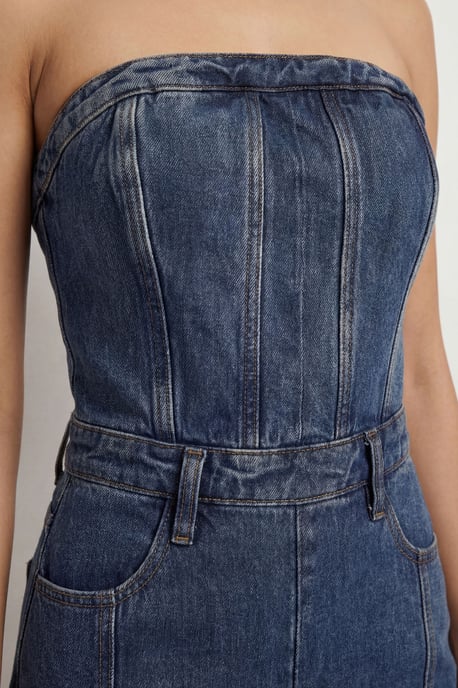 Bandeau Denim Wide Leg Jumpsuit - Image 4