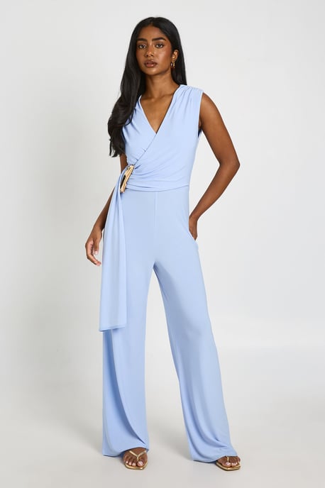 Soft Touch Drape Front Wide Leg Jumpsuit - Image 1