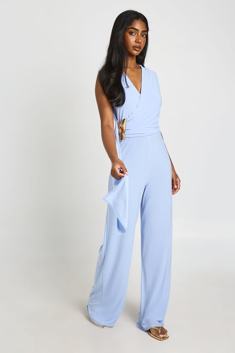 Soft Touch Drape Front Wide Leg Jumpsuit - Image 3