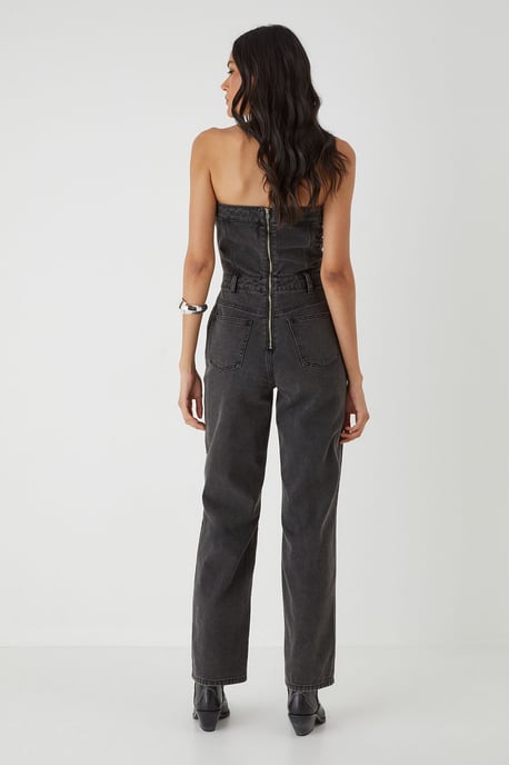 Bandeau Button Up Denim Jumpsuit - Image 5