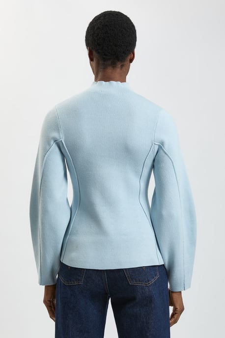 Knit Wool Look Rounded Sleeve High Neck Jumper - Image 3