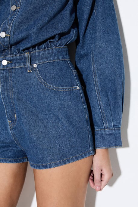 Structured Shoulder Denim Playsuit - Image 4