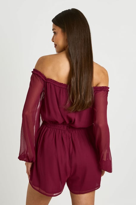 Chiffon Bardot Volume Sleeve Playsuit - Image 2