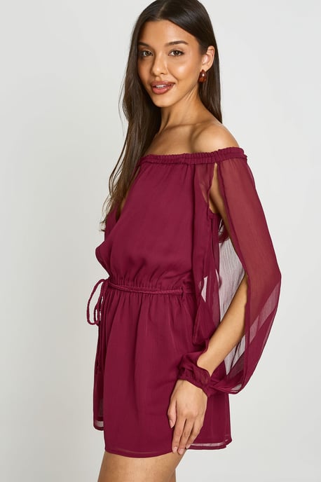 Chiffon Bardot Volume Sleeve Playsuit - Image 4