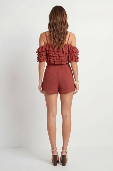 Spot Detail Chiffon Ruffle Playsuit - Image 3
