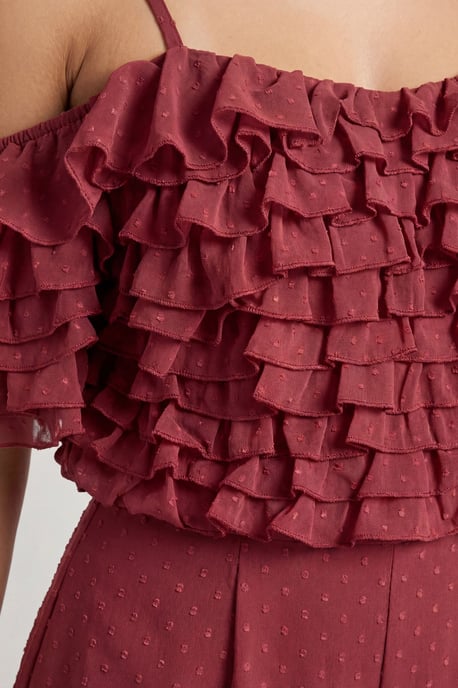 Spot Detail Chiffon Ruffle Playsuit - Image 4