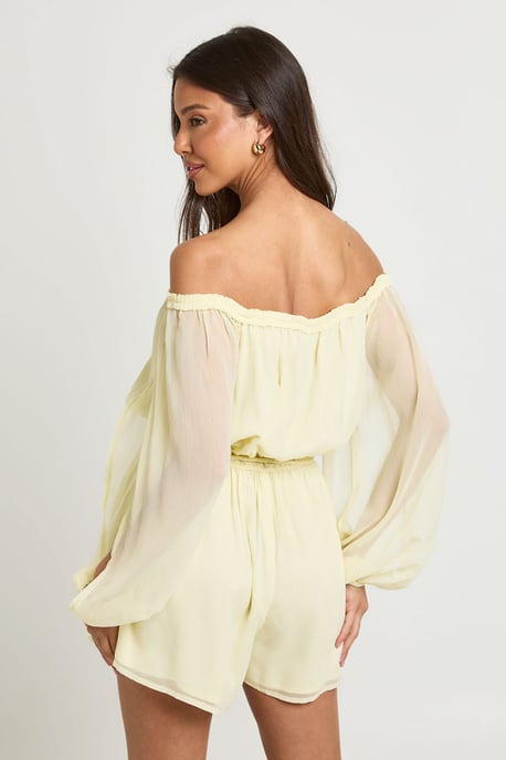 Chiffon Bardot Volume Sleeve Playsuit - Image 2