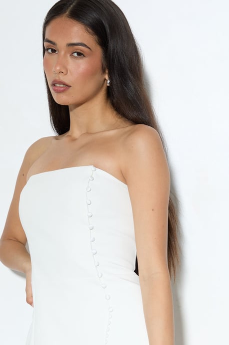 Tailored Bandeau Asymmetric Button Front Playsuit - Image 4