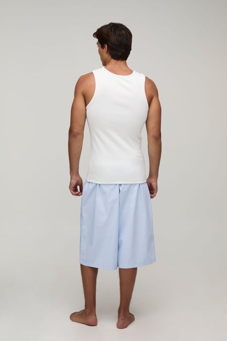 Ribbed Muscle Fit Vest & Contast Waistband Jort Lounge Set - Image 2