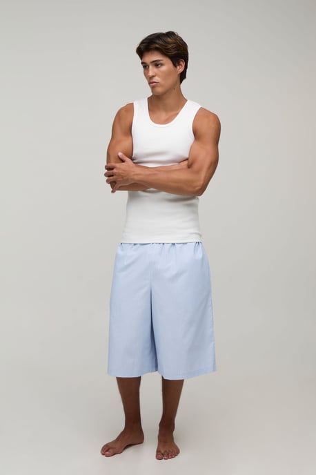 Ribbed Muscle Fit Vest & Contast Waistband Jort Lounge Set - Image 4