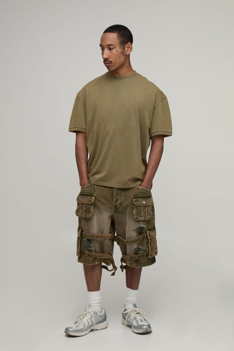 Parachute Extreme Washed Multi Cargo Ripped Shorts - Image 4