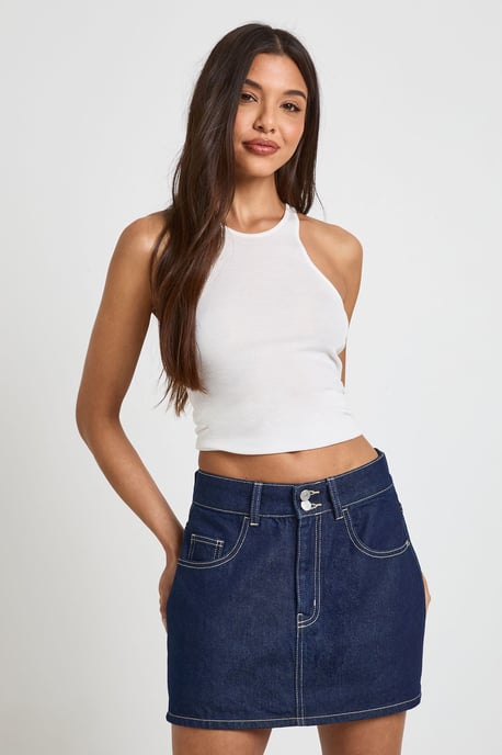 Denim Mini Skort - Image 1
