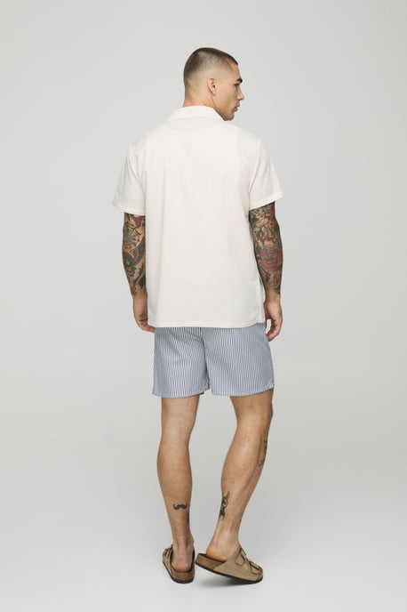 Small Stripe Print Mid Length Swim Short - Image 2