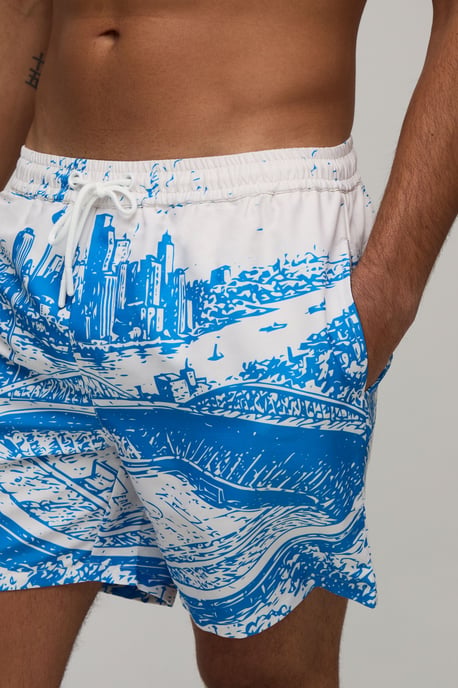 Football Stadium Cityscape Mid Length Swim Short - Image 3