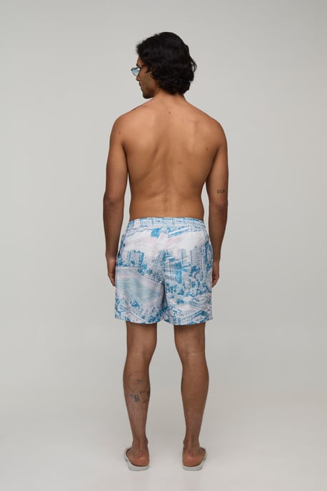 Football Stadium Cityscape Mid Length Swim Short - Image 2